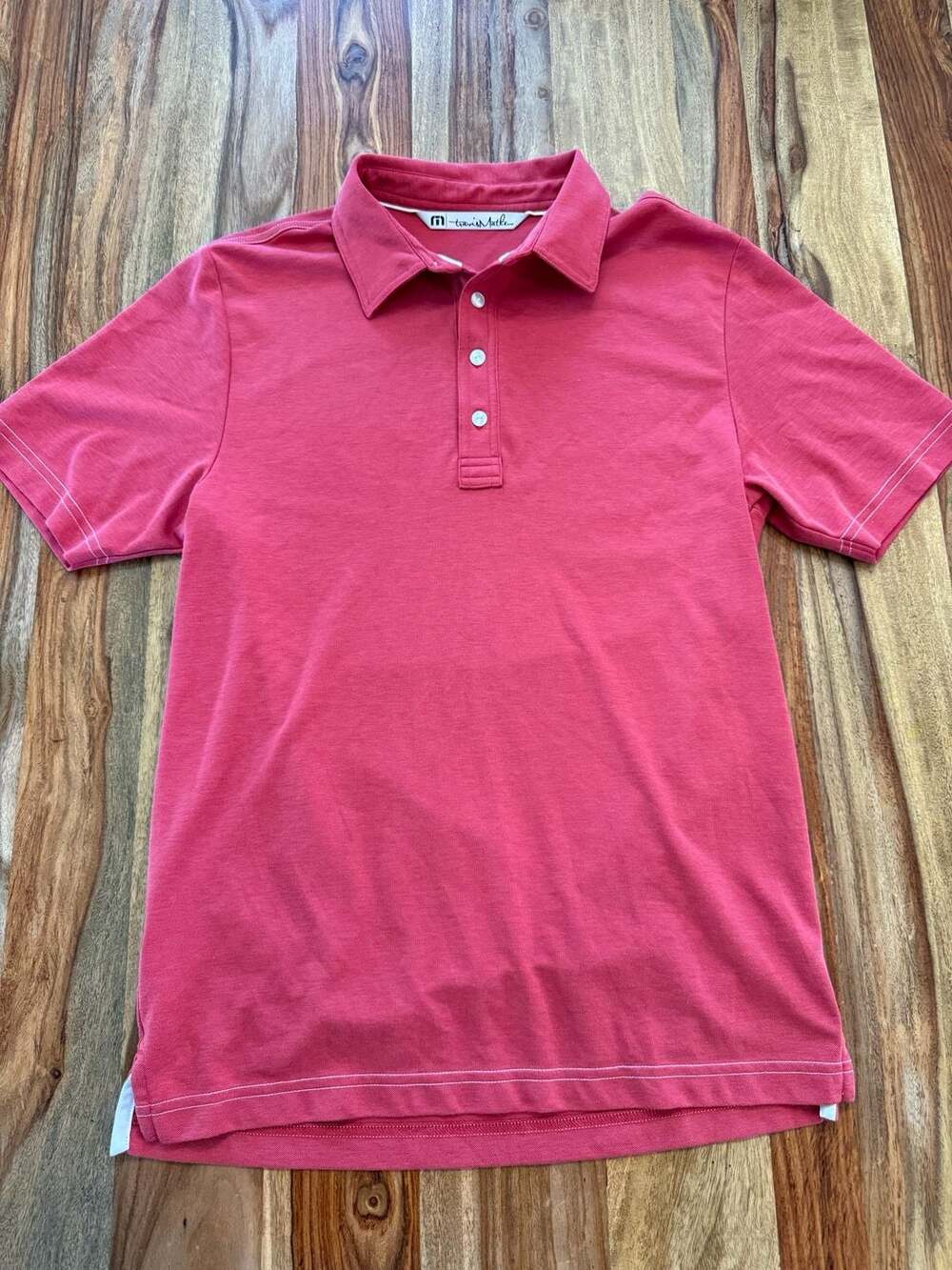 TravisMathew Men's Short Sleeve Pique Polo Shirt Red Size S